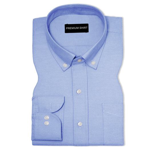 Denim Blue Oxford Cotton Shirt For Man