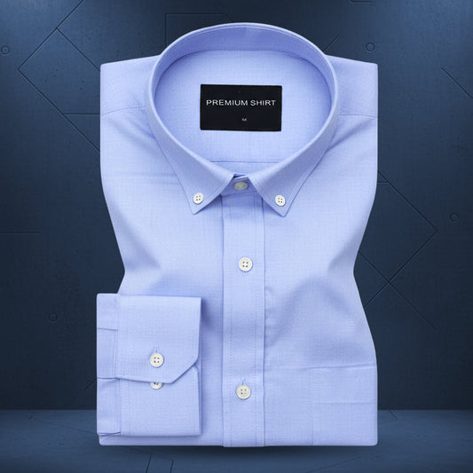 New Denim Blue Oxford Cotton Shirt For Men
