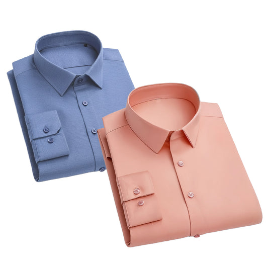 Combo of 2 Cotton Shirt for Man ( Denim Blue and Peech)