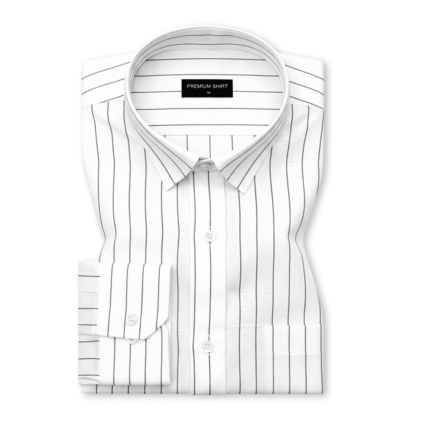 White dress shirt with black stripes on a white background
