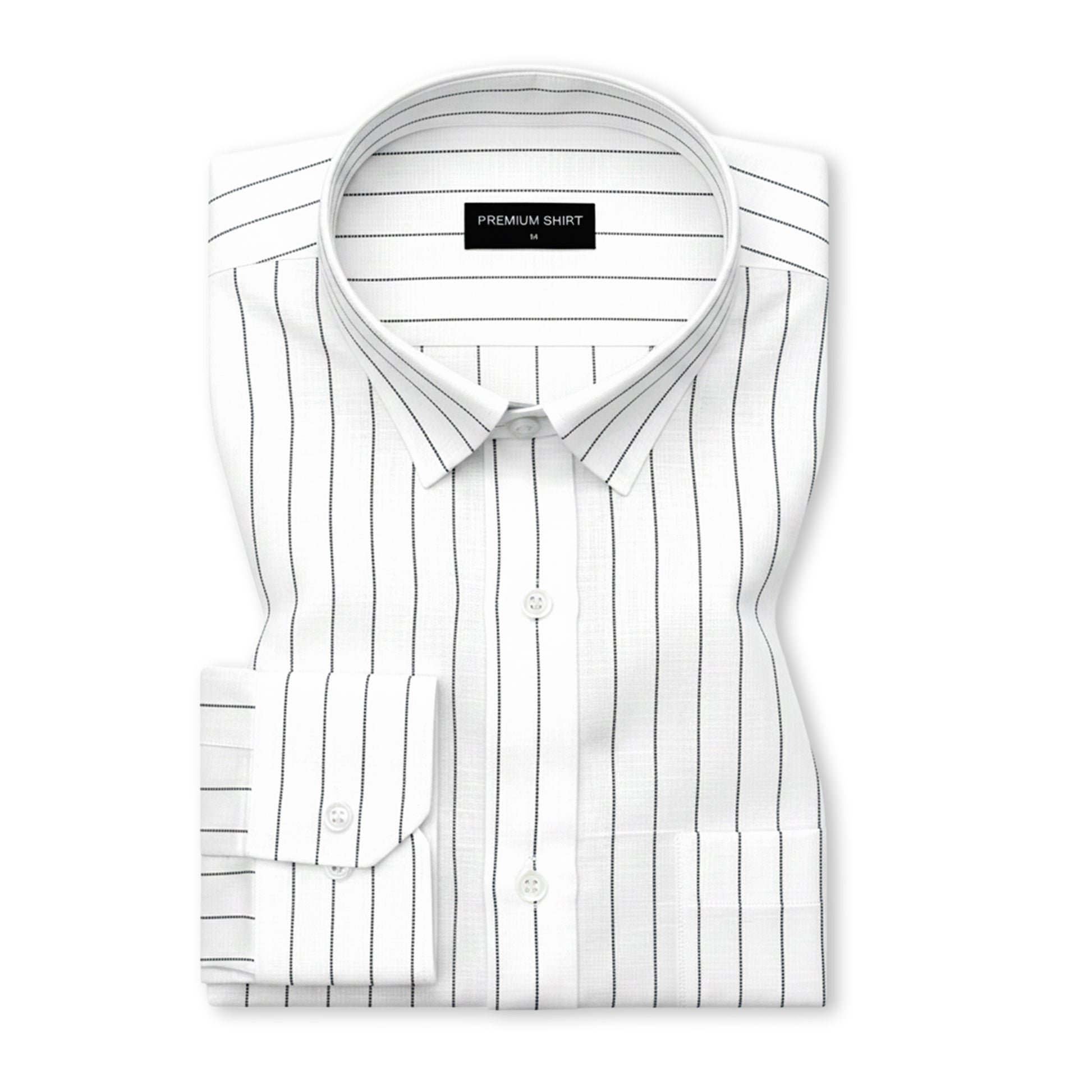 White dress shirt with black stripes on a white background