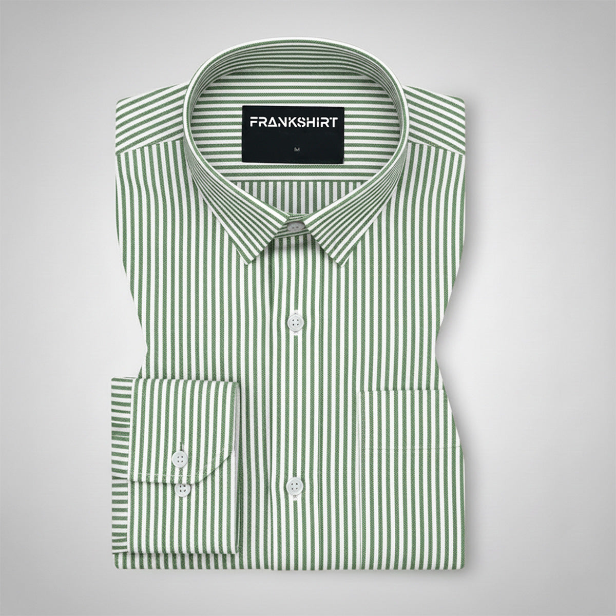 Green Oxford Cotton Stripe Shirt For Man