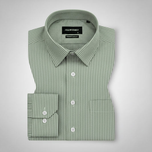 Green Small Strip Down Button Oxford Cotton Shirt