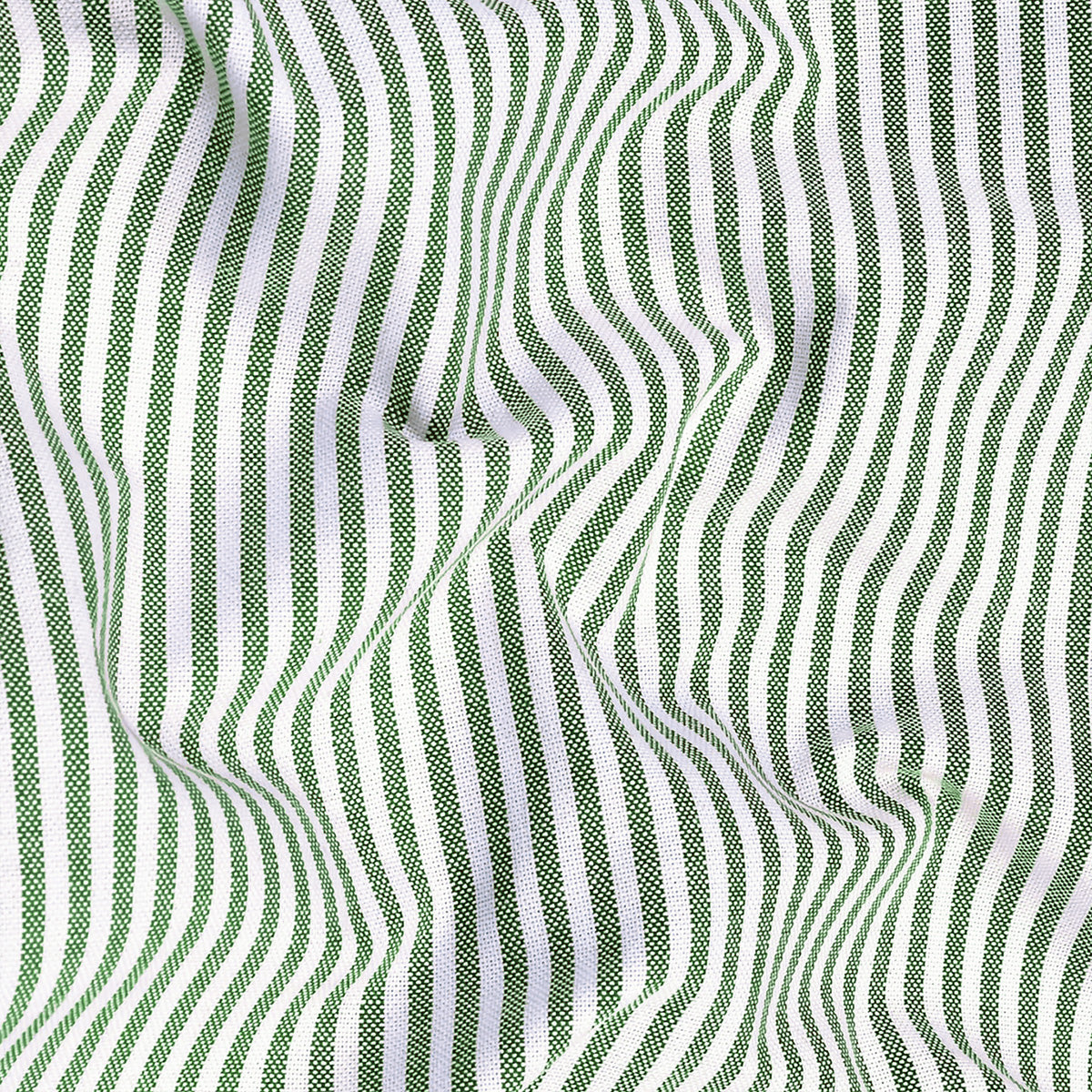 Green Oxford Cotton Stripe Shirt For Man