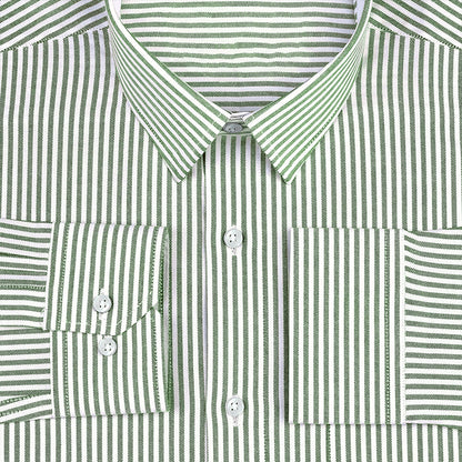 Green Oxford Cotton Stripe Shirt For Man