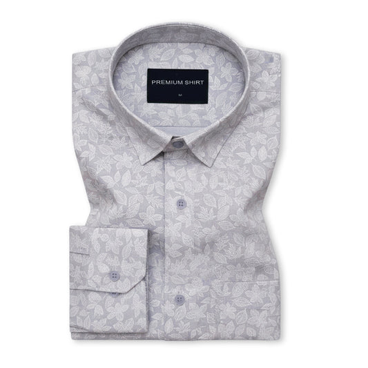 Frosted Lavender Abstract Linen Shirt For Men