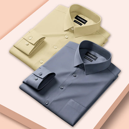 Pack of 2 Premium Cotton Shirt for Man (Lemon And Dark Grey)
