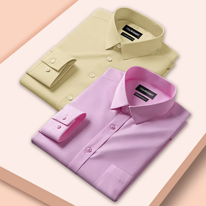 Pack of 2 Premium Cotton Shirt for Man (Lemon And Light Pink)