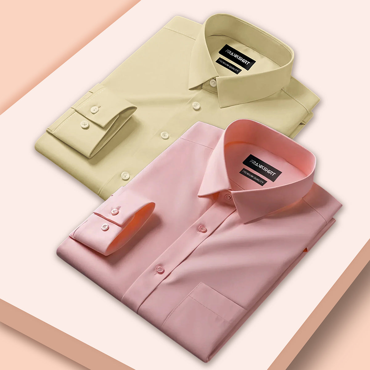 Pack of 2 Premium Cotton Shirt for Man (Lemon And Peach)