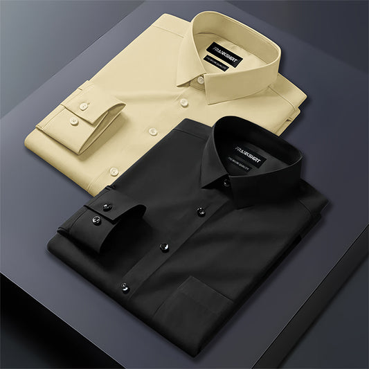 Pack of 2 Premium Cotton Shirt for Man (Lemon And Black)