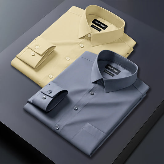 Pack of 2 Premium Cotton Shirt for Man (Lemon And Dark Grey)