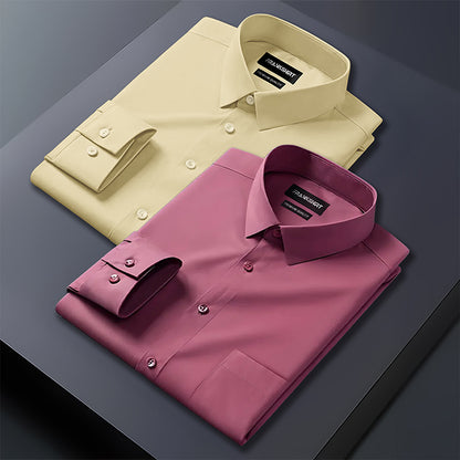 Pack of 2 Premium Cotton Shirt for Man (Lemon And Solid Pink)