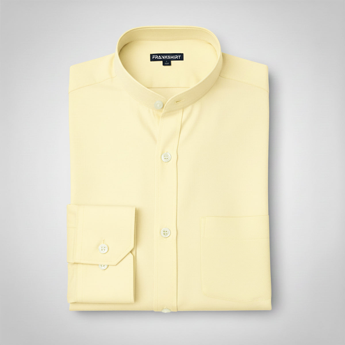 Premium Chinese Collar Yellow Tailored Fit Cotton Casual Shirt for Man
