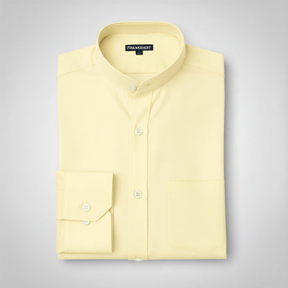 Premium Chinese Collar Yellow Tailored Fit Cotton Casual Shirt for Man
