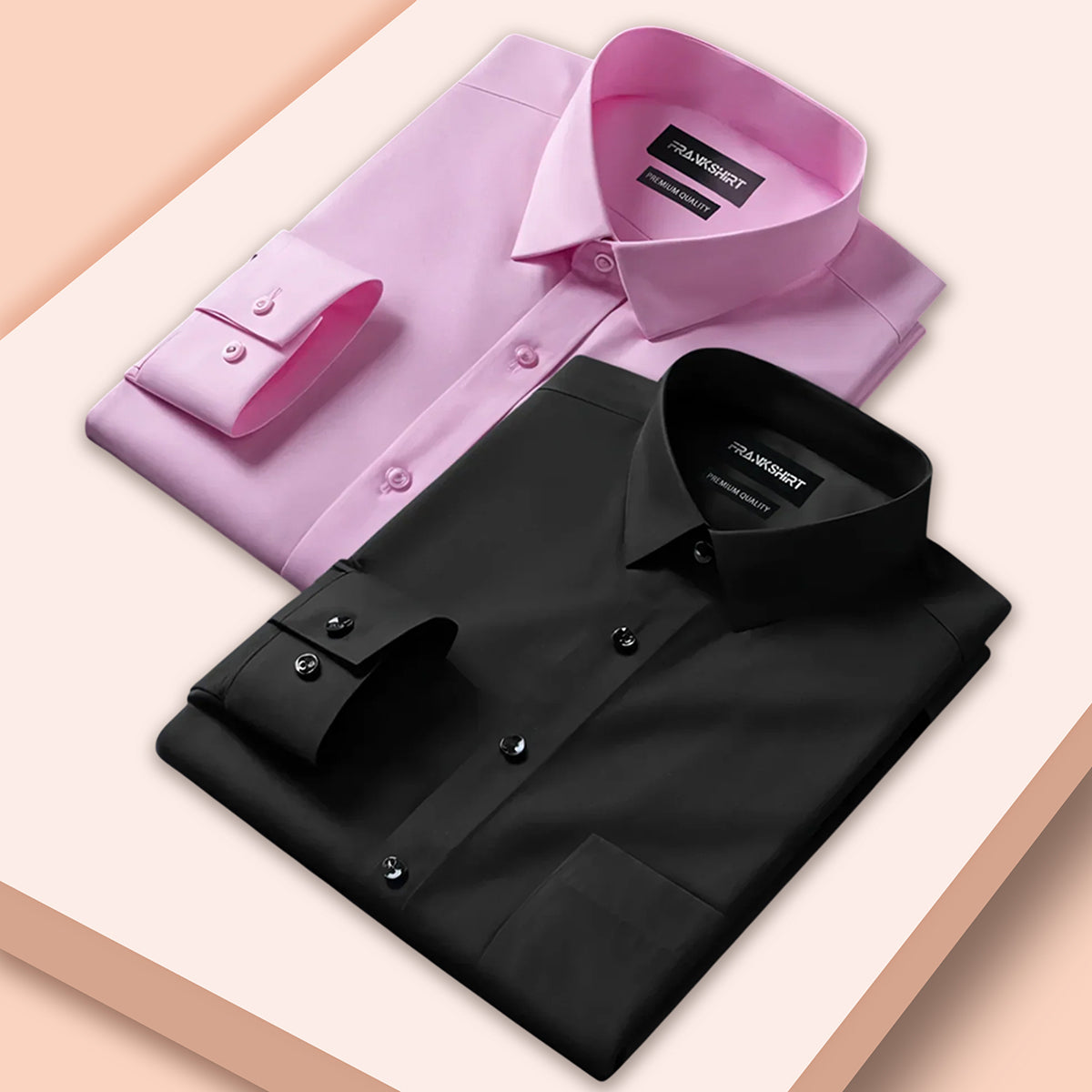 Pack of 2 Premium Cotton Shirt for Man (Light Pink And Black)