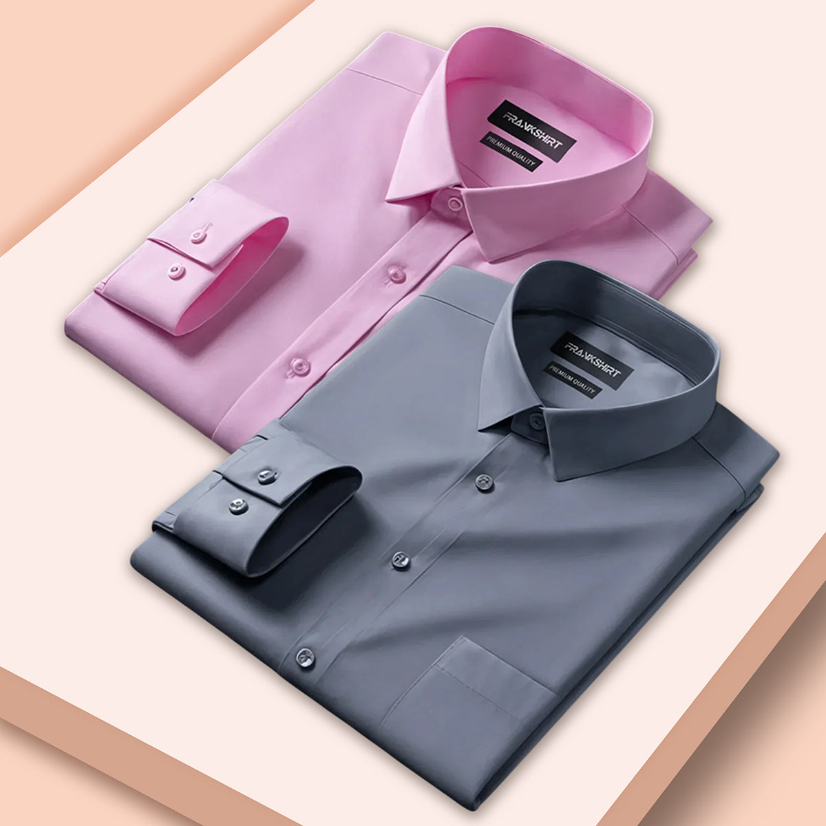 Pack of 2 Premium Cotton Shirt for Man (Light Pink And Dark Grey)