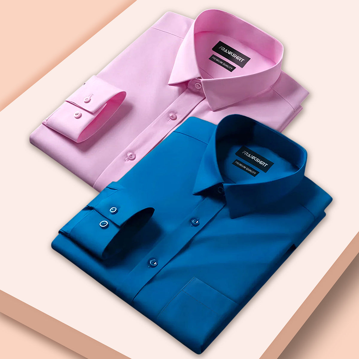 Pack of 2 Premium Cotton Shirt for Man (Light Pink And Royal Blue)