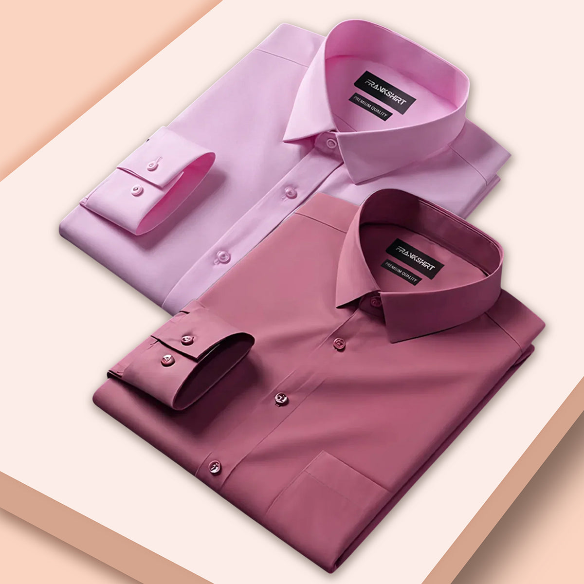 Pack of 2 Premium Cotton Shirt for Man (Light Pink And Solid Pink)
