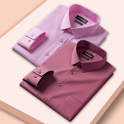 Pack of 2 Premium Cotton Shirt for Man (Light Pink And Solid Pink)