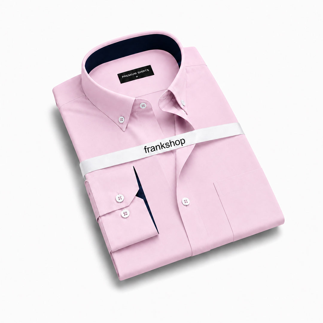 Light Pink Satin Contrast Collar Shirt for Men