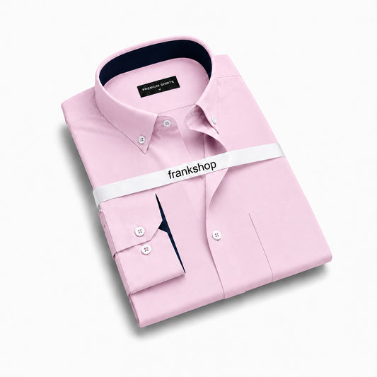 Light Pink Satin Contrast Collar Shirt for Men