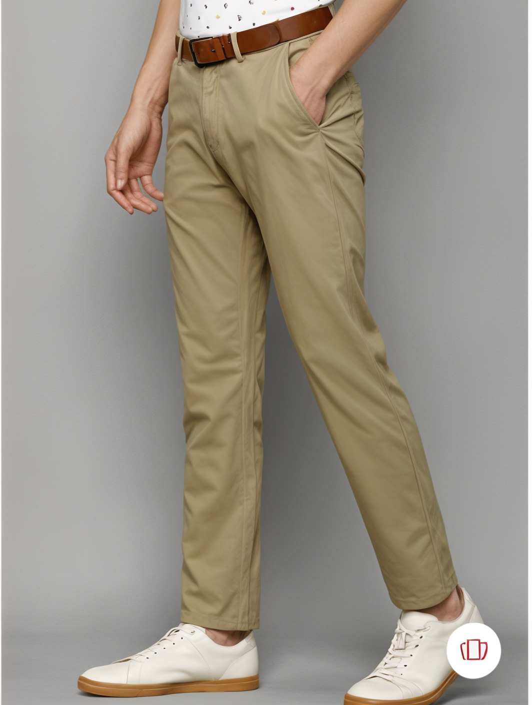 Men Khaki Slim Fit Chinos Trousers