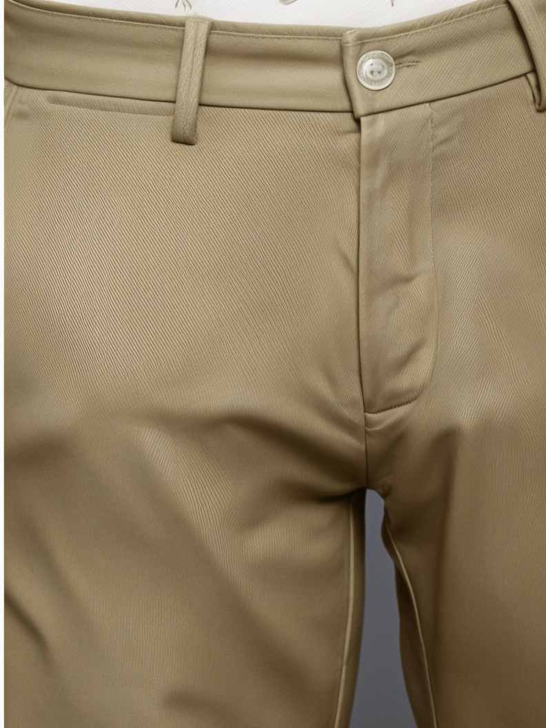 Men Khaki Slim Fit Chinos Trousers