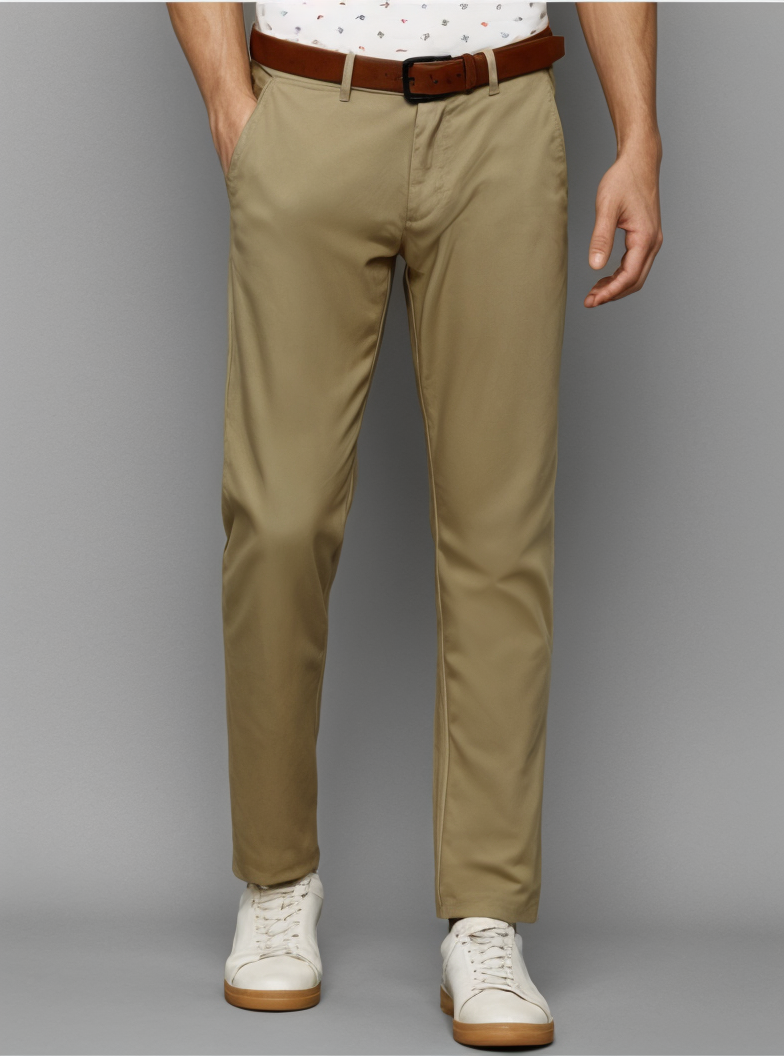 Men Khaki Slim Fit Chinos Trousers