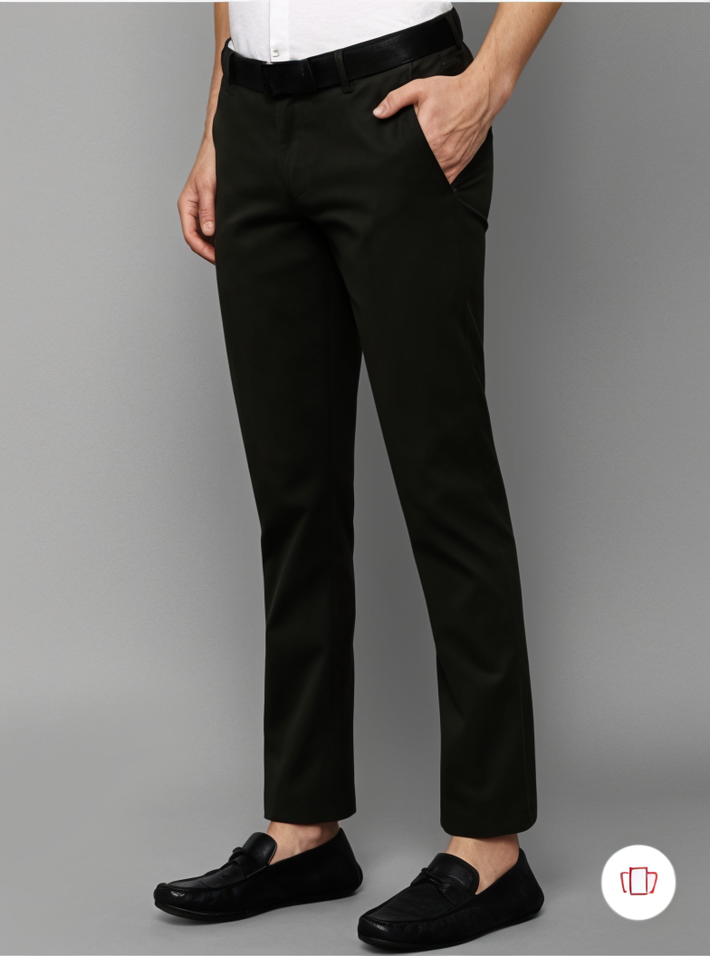 Men Slim Fit Smart Casual Trousers Black