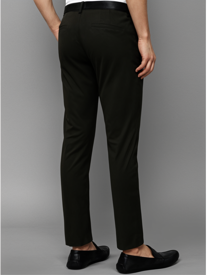 Men Slim Fit Smart Casual Trousers Black