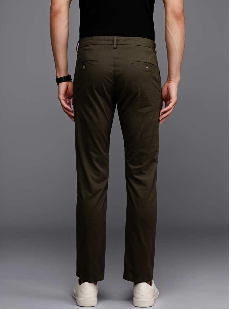 Men Slim Fit Smart Casual Trousers Brown