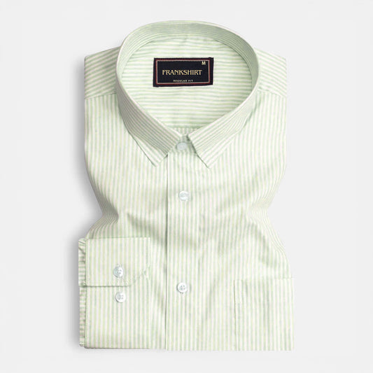 Mint Green Oxford Cotton Stripe Shirt For Man