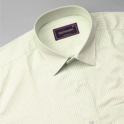 Mint Green Oxford Cotton Stripe Shirt For Man