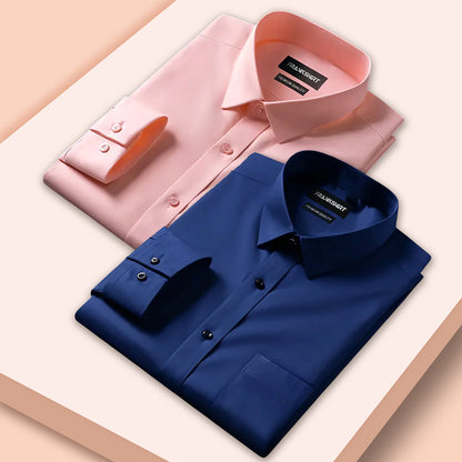 Pack of 2 Premium Cotton Shirt for Man (Peach And Navy Blue)