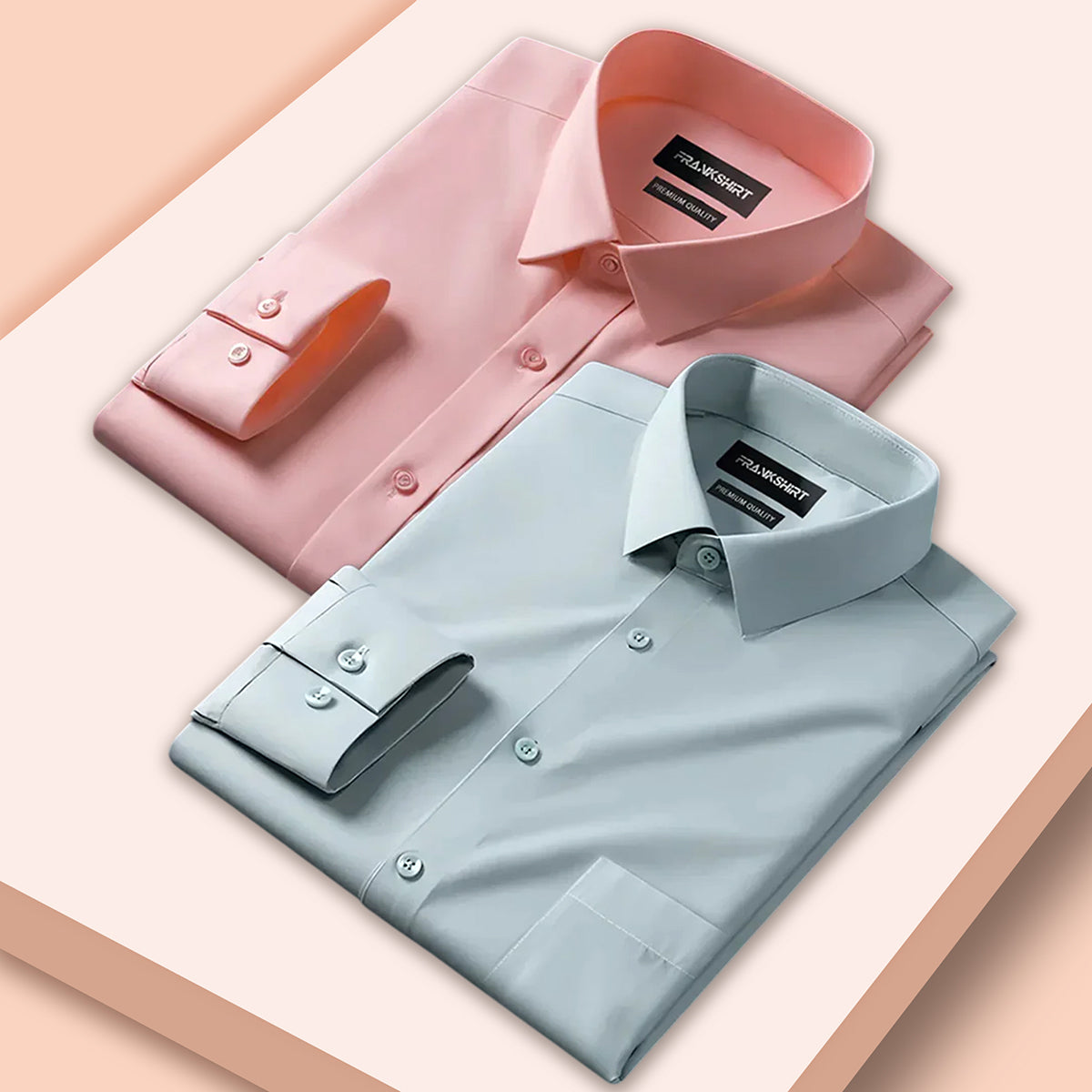 Pack of 2 Premium Cotton Shirt for Man (Peach And Pista)