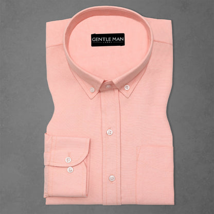Pack of 2 Sky Blue & Peach Oxford Cotton Shirts Bundle For Men
