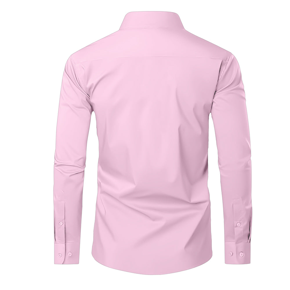 Pink dress shirt back side on a white background