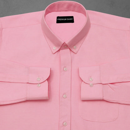 Pink Oxford Cotton Shirt For Men