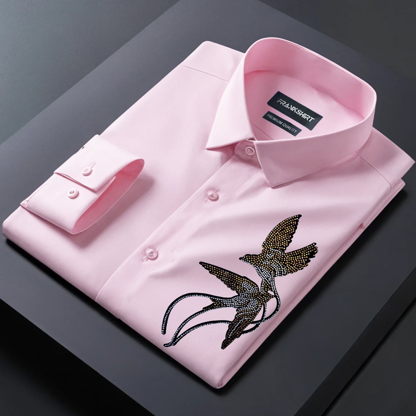Two Bird Designer Premium Cotton Without Pocket Solid Shirt for Man (Pink)