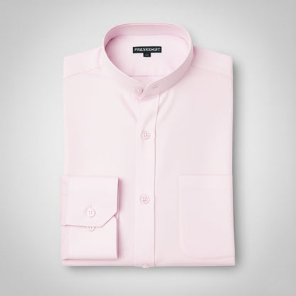 Premium Chinese Collar Light Pink Tailored Fit Cotton Casual Shirt for Man