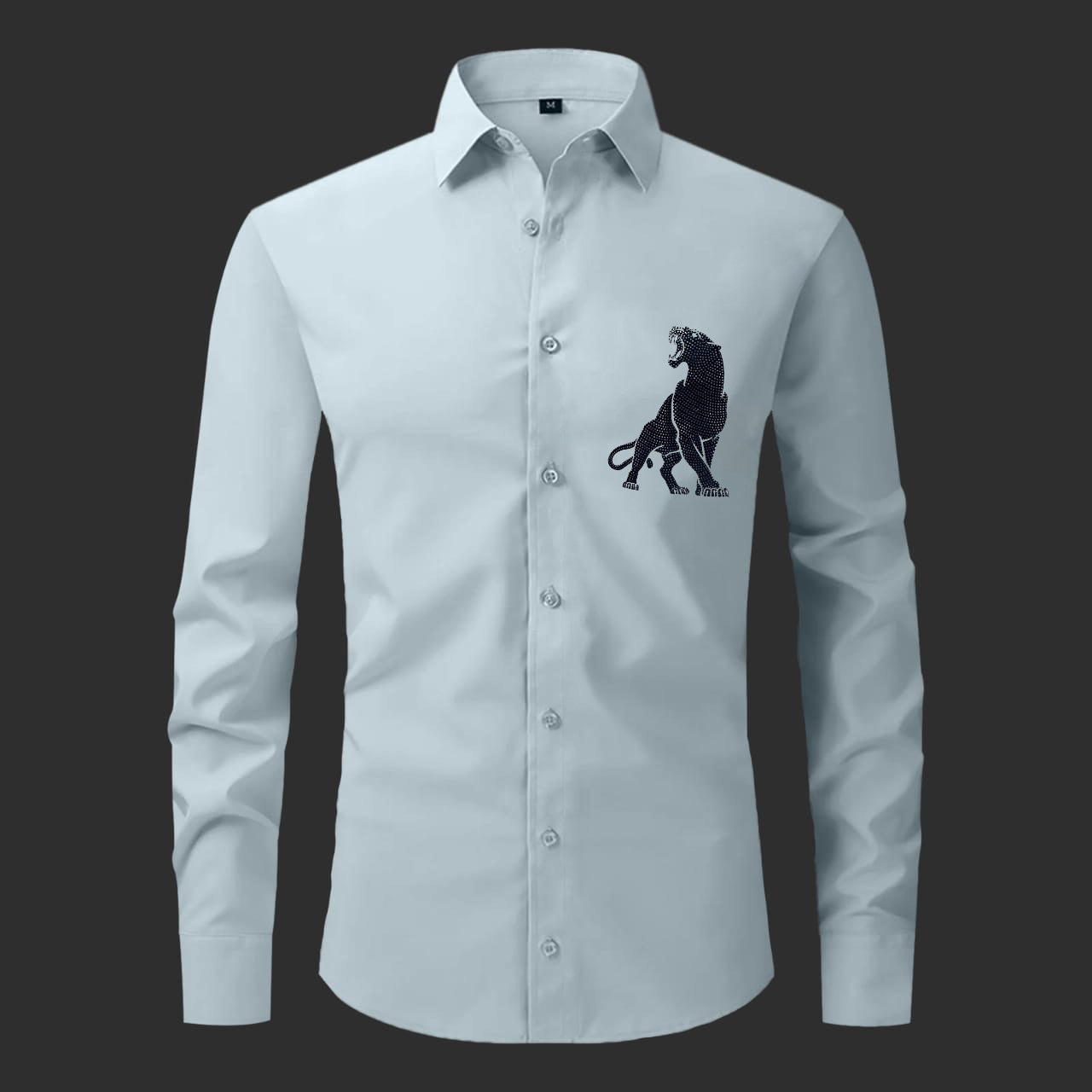 Leopard Designer Premium Cotton Without Pocket Solid Shirt for Man (Pista)