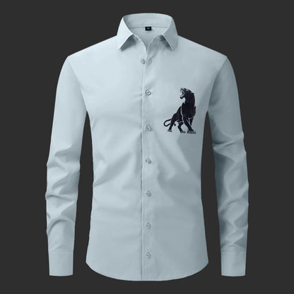 Leopard Designer Premium Cotton Without Pocket Solid Shirt for Man (Pista)