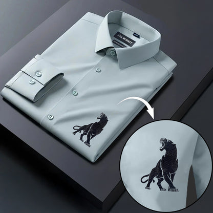 Leopard Designer Premium Cotton Without Pocket Solid Shirt for Man (Pista)