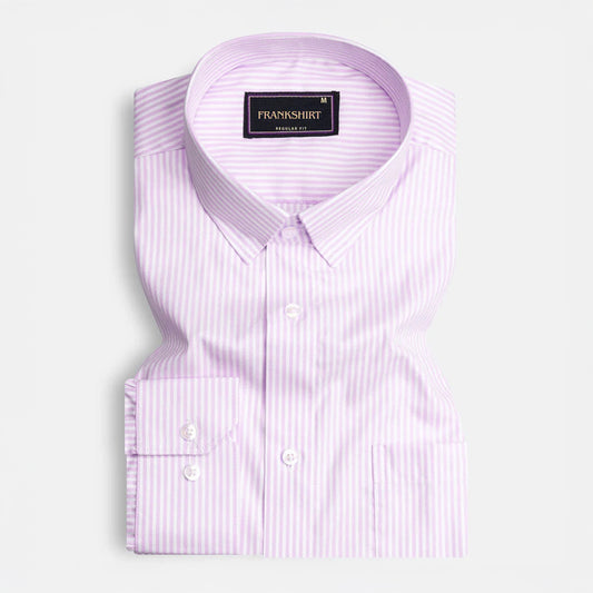 Purple Oxford Cotton Stripe Shirt For Man