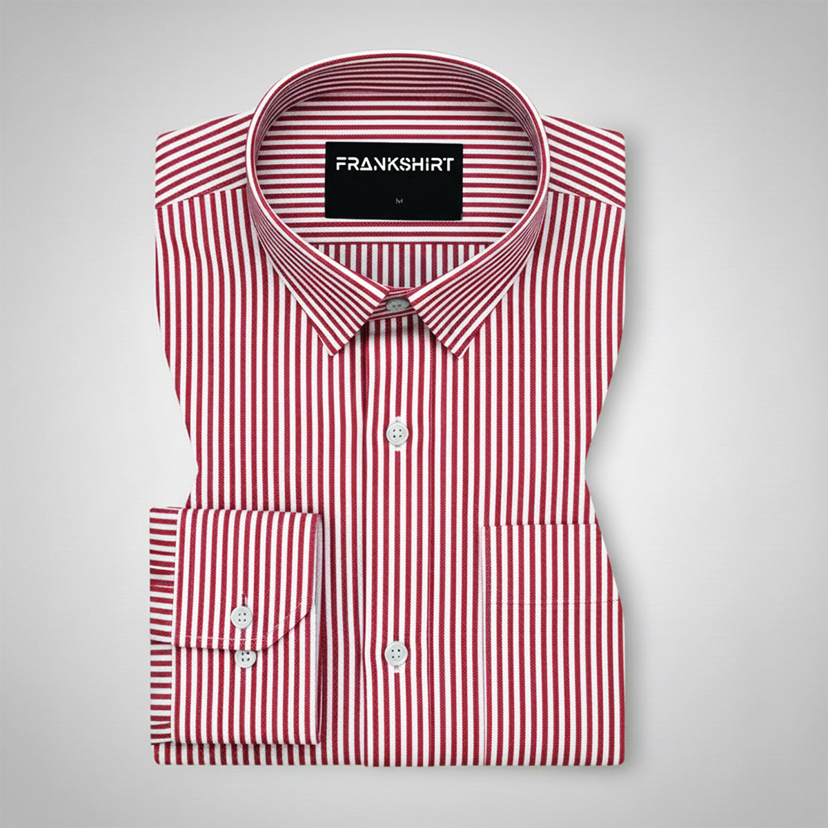 Red Oxford Cotton Stripe Shirt For Man