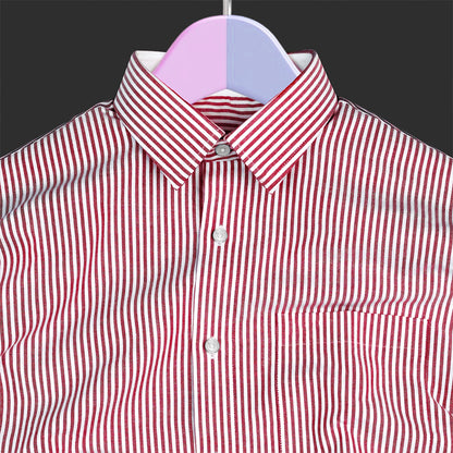 Red Oxford Cotton Stripe Shirt For Man