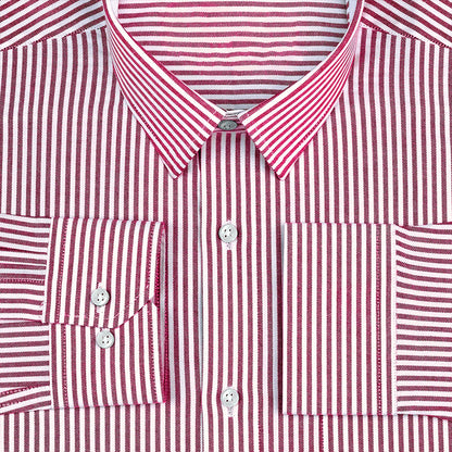 Red Oxford Cotton Stripe Shirt For Man