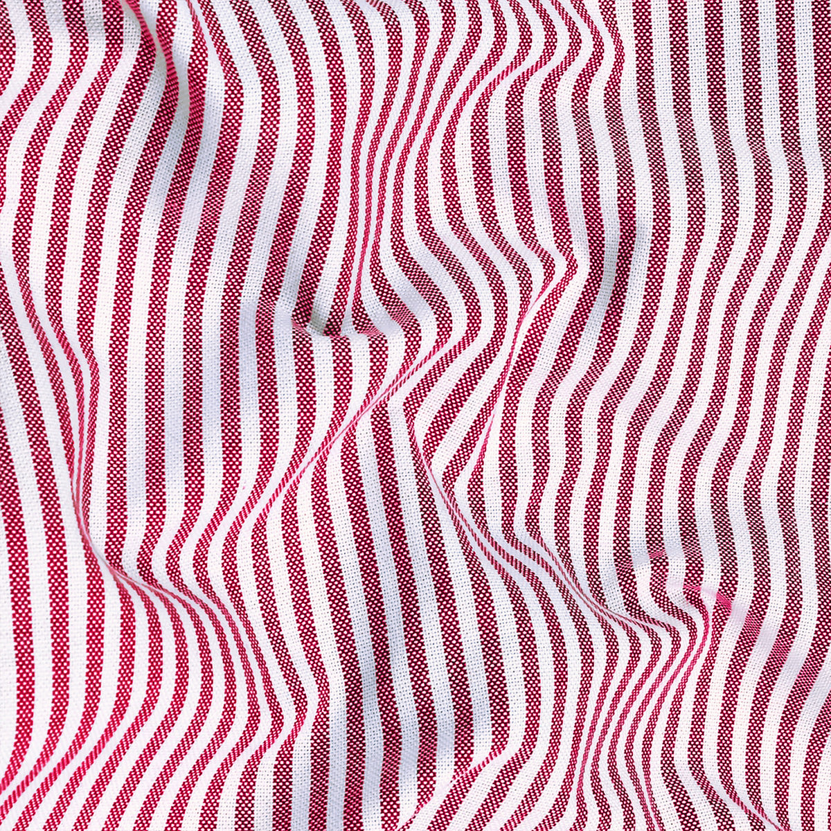 Red Oxford Cotton Stripe Shirt For Man