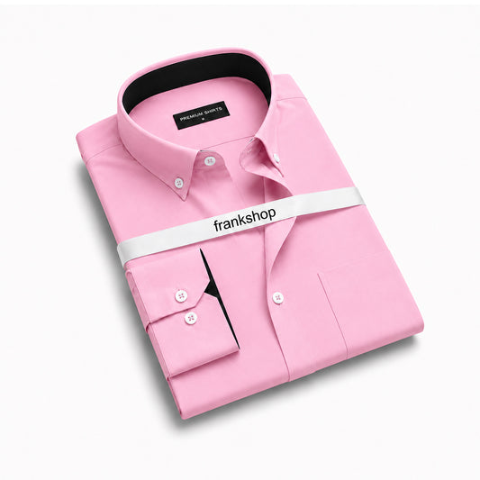 Rose Gold Satin Contrast Collar Shirt for Men
