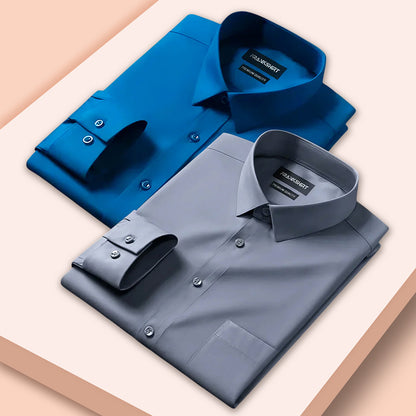 Pack of 2 Premium Cotton Shirt for Man (Royal Blue And Drak Grey)